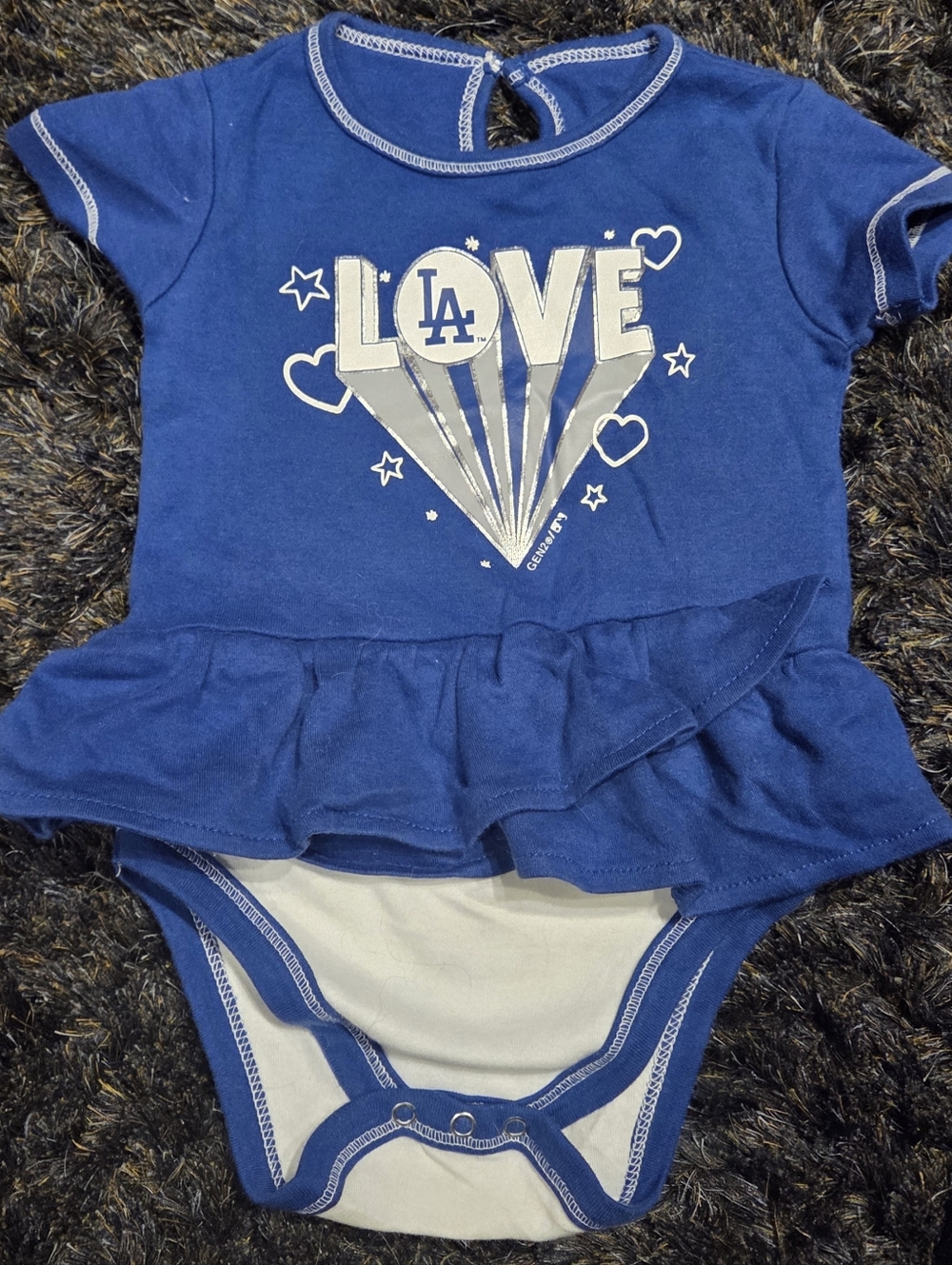 Genuine Merchandise Navy and Silver LA "LOVE" Baby Bodysuit
